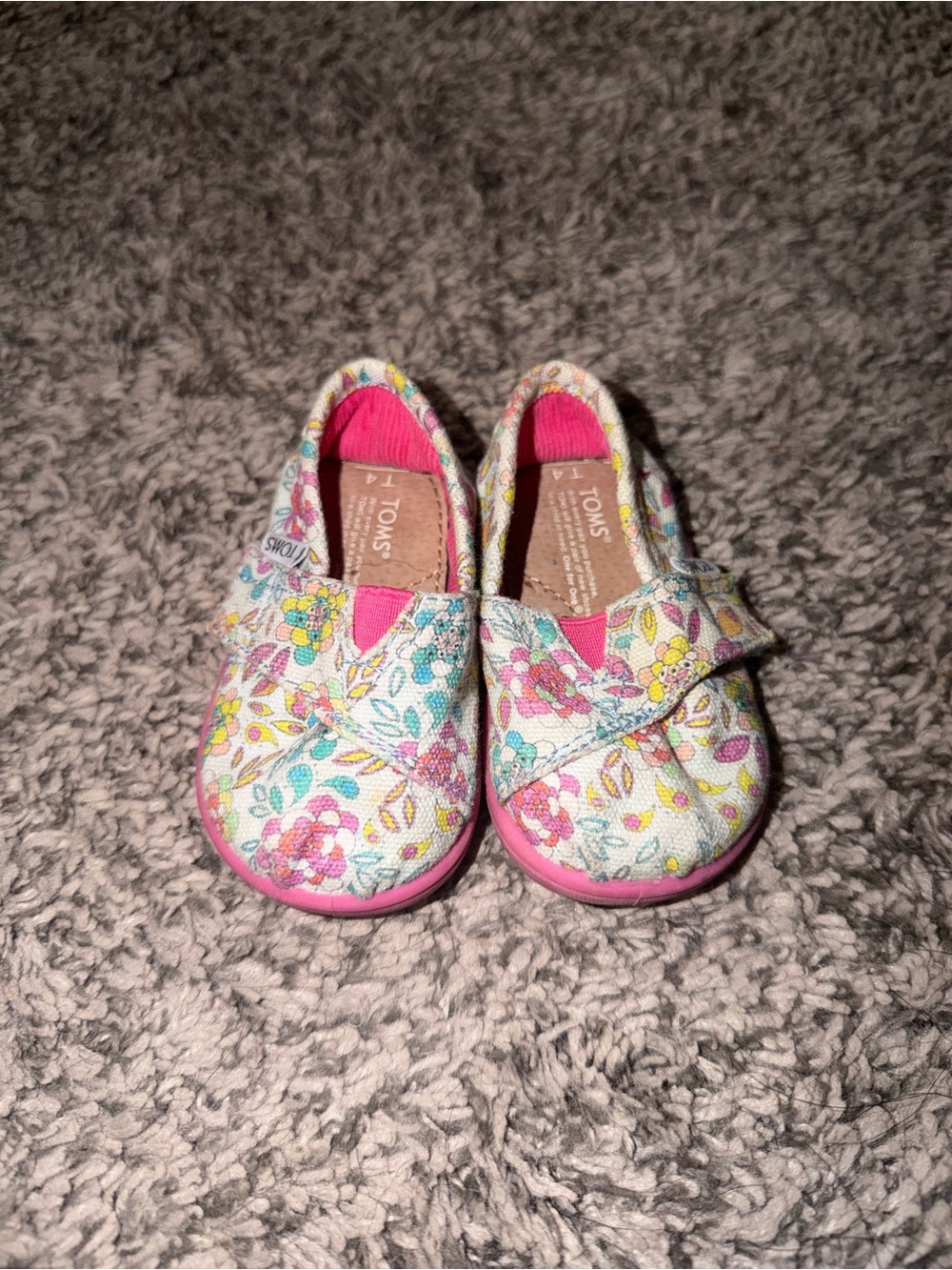 TOMS Floral Pink Slip-On Shoes